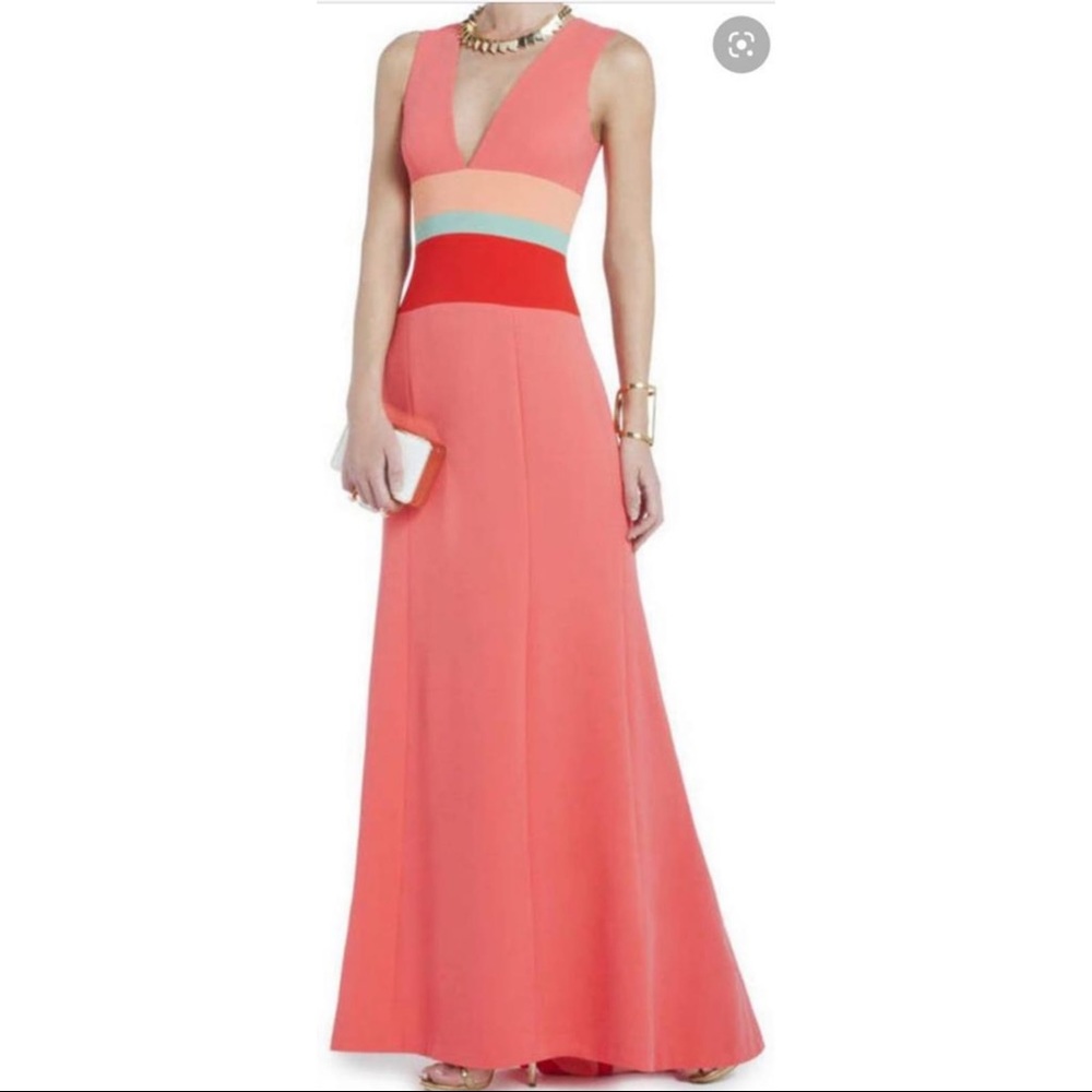 Bcbg max azria lizette coral reef long cocktail